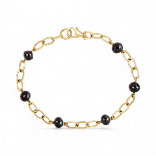 Black Diamond and Gold Link Chain Bracelet