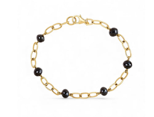 Black Diamond and Gold Link Chain Bracelet