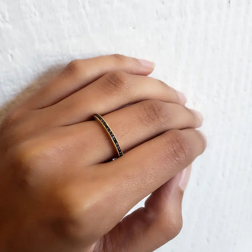 Black Diamond Channel Eternity Wedding Band