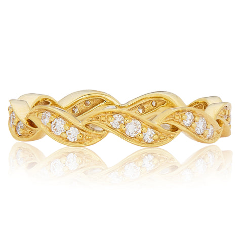 White Diamond Feuille Wedding Band