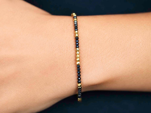Black Diamond and Gold Bead Bracelet