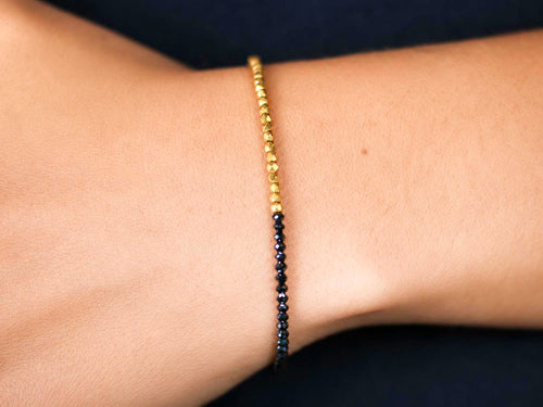 Faceted Black Diamond and Yellow Gold Bead Bracelet
