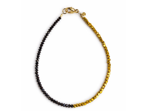 Faceted Black Diamond and Yellow Gold Bead Bracelet