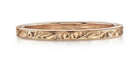 Vintage-Inspired Diamond "Grace" Wedding Band in Yellow Gold