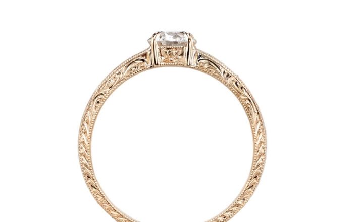 Hand Engraved Diamond "Eliza" Engagement Ring