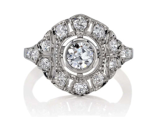 Vintage-Inspired Diamond "Renee" Engagement Ring in Platinum