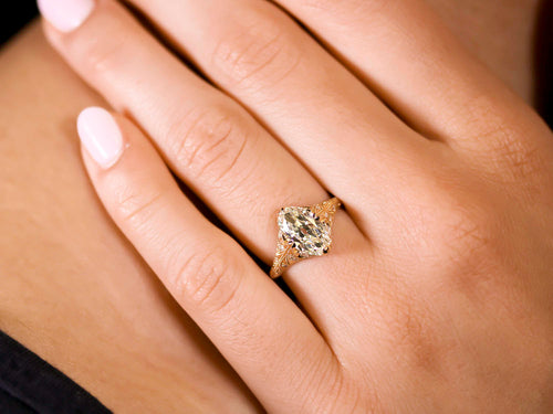 Antique Moval Diamond Engagement Ring