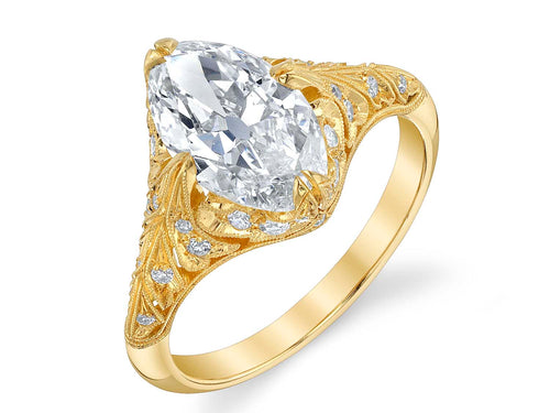 Vintage-Inspired Moval Diamond Engagement Ring