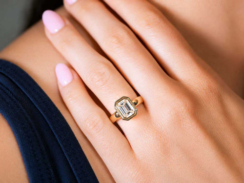 Emerald Cut Diamond Solitaire "Aria" Engagement Ring