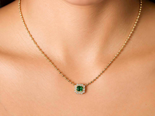Emerald and Diamond "Flora" Pendant Necklace