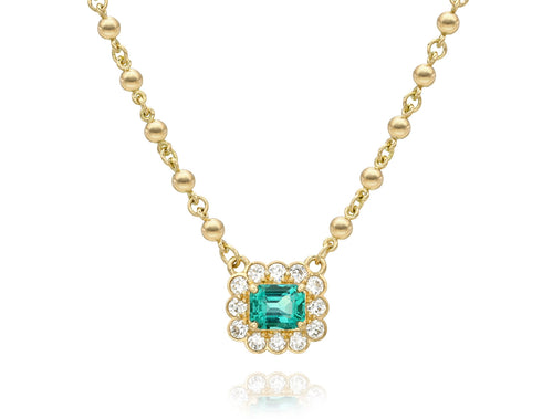 Emerald and Diamond "Flora" Pendant Necklace