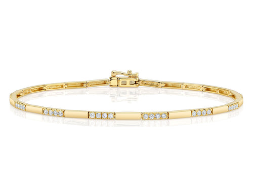Pavé Diamond and Gold Bar Tennis Bracelet
