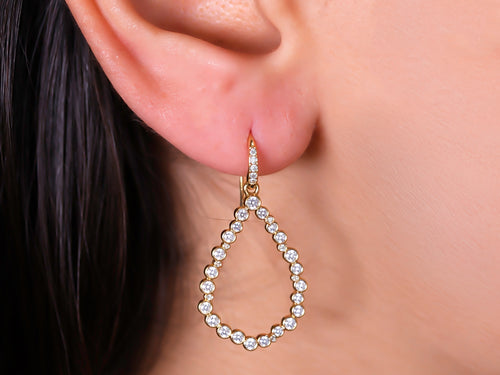 Halo Tear Drop Brilliant Diamond Earrings