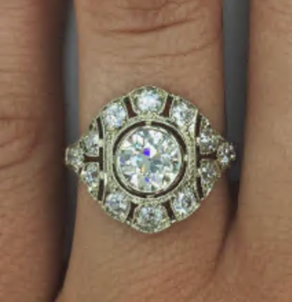 Vintage-Inspired Diamond "Renee" Engagement Ring in Platinum