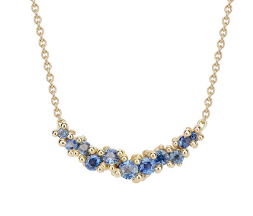 Sapphire Cluster Bar Necklace