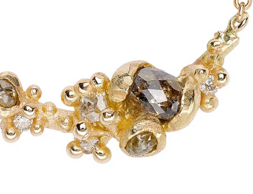 Rose Cut Diamond Cluster Bar Necklace