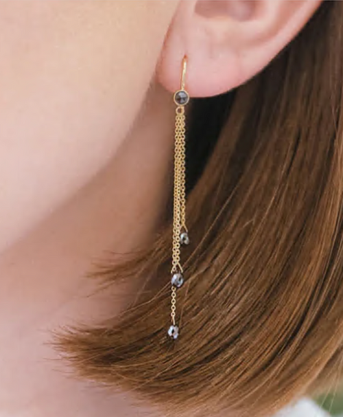 Black Diamond Briolette Drop Earrings
