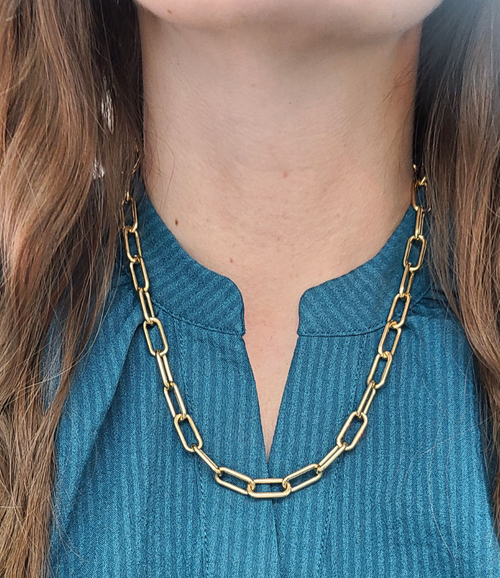 Paperclip Chain 18" Necklace in 14K Yellow Gold