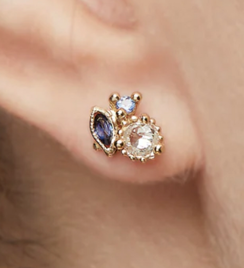Diamond and Sapphire Cluster Stud Earrings