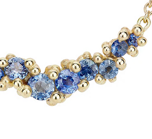Sapphire Cluster Bar Necklace