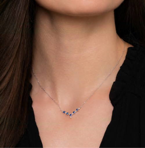 Sapphire and Diamond Chevron Necklace