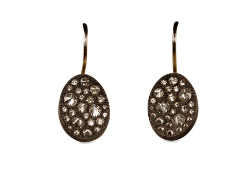 Druzy Diamond Dangle Earrings in 14K Yellow Gold