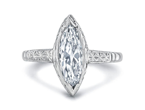 Antique Art Deco Marquise Diamond Engagement Ring (circa 1920's)