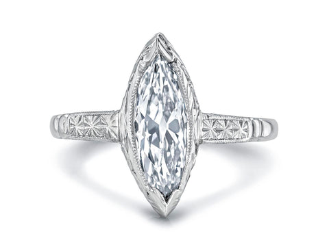 Lab-Created Marquise Diamond Solitaire Engagement Ring