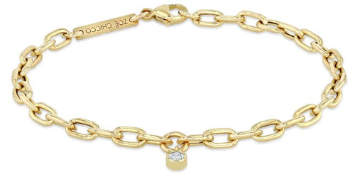 Dangling Diamond Chain Link Bracelet in 14K Yellow Gold