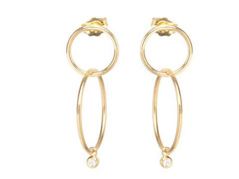 Diamond "Bio" Stud Earrings in Yellow Gold