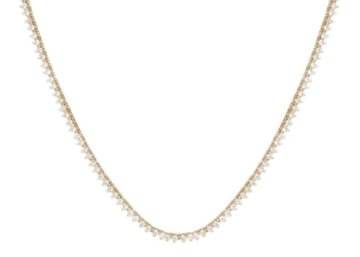 Prong Diamond Tennis Necklace in Yellow Gold
