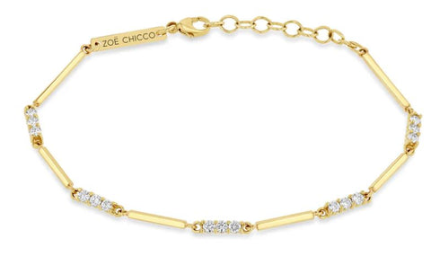 Oval Link Chain Bracelet with Diamond Circle in Yellow Gold