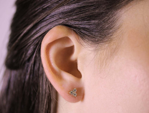 Petite Prong Diamond Trio Studs in 14K Yellow Gold