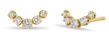 Petite Prong Diamond Curved Stud Earrings