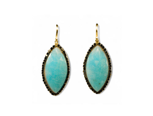 Amazonite and Black Diamond Earrings
