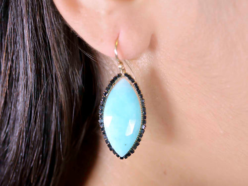 Amazonite and Black Diamond Earrings