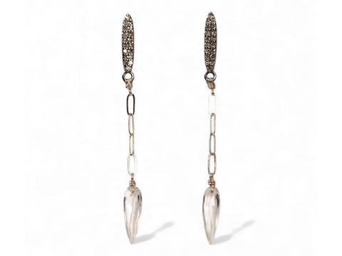 Black Diamond Huggie Earrings in Blackened White Gold