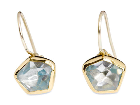 Aquamarine Earrings in 18K Yellow Gold and Sterling Silver