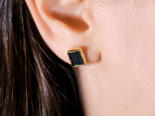 Black Onyx Druzy Stud Earrings