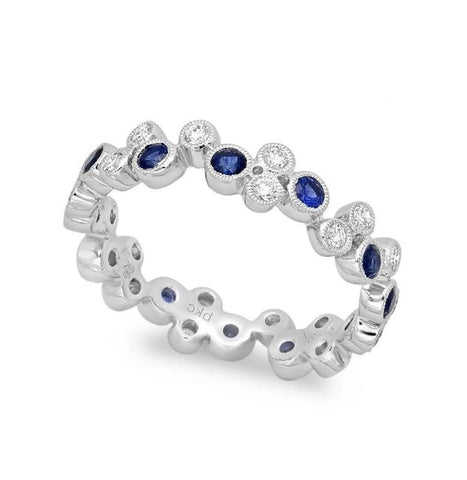 Sapphire and Diamond Starburst Necklace in White Gold