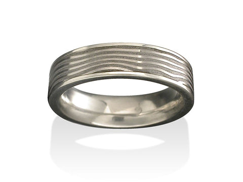 Diamond Men's Wedding Band with Textured and Oxidized Gold