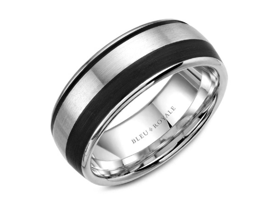 14K White Gold and Black Carbon Men's Band at the Best Jewelry Store in Washington DC