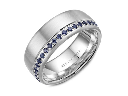14K White Gold and Sapphire Men's Wedding Band at the Best Jewelry Store in Washington DC