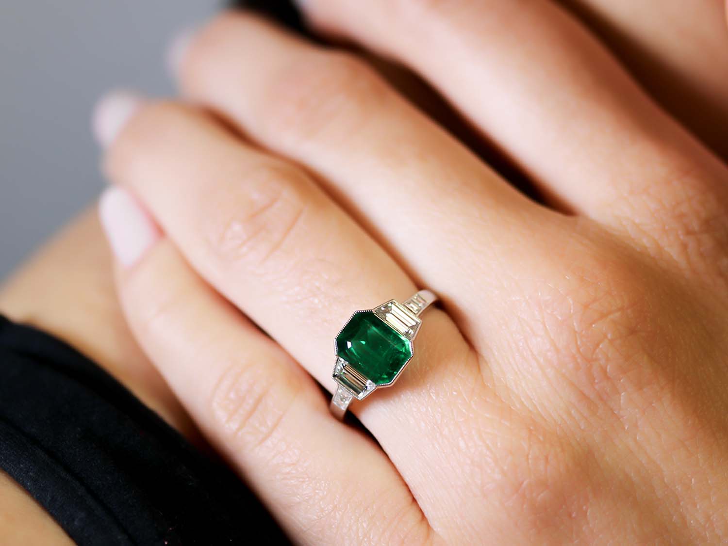 Classic Art Deco Engagement Ring with Baguette Cut Diamonds – ARTEMER