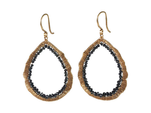 14K Yellow Gold and Black Diamond Earrings