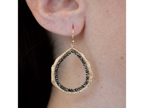 14K Yellow Gold and Black Diamond Earrings