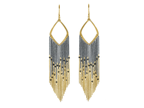 Black Diamond Fringe Earrings