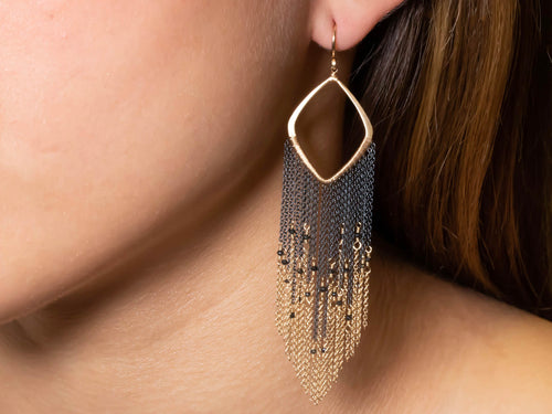 Black Diamond Fringe Earrings