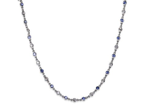 Oval Sapphire and Round Diamond Necklace