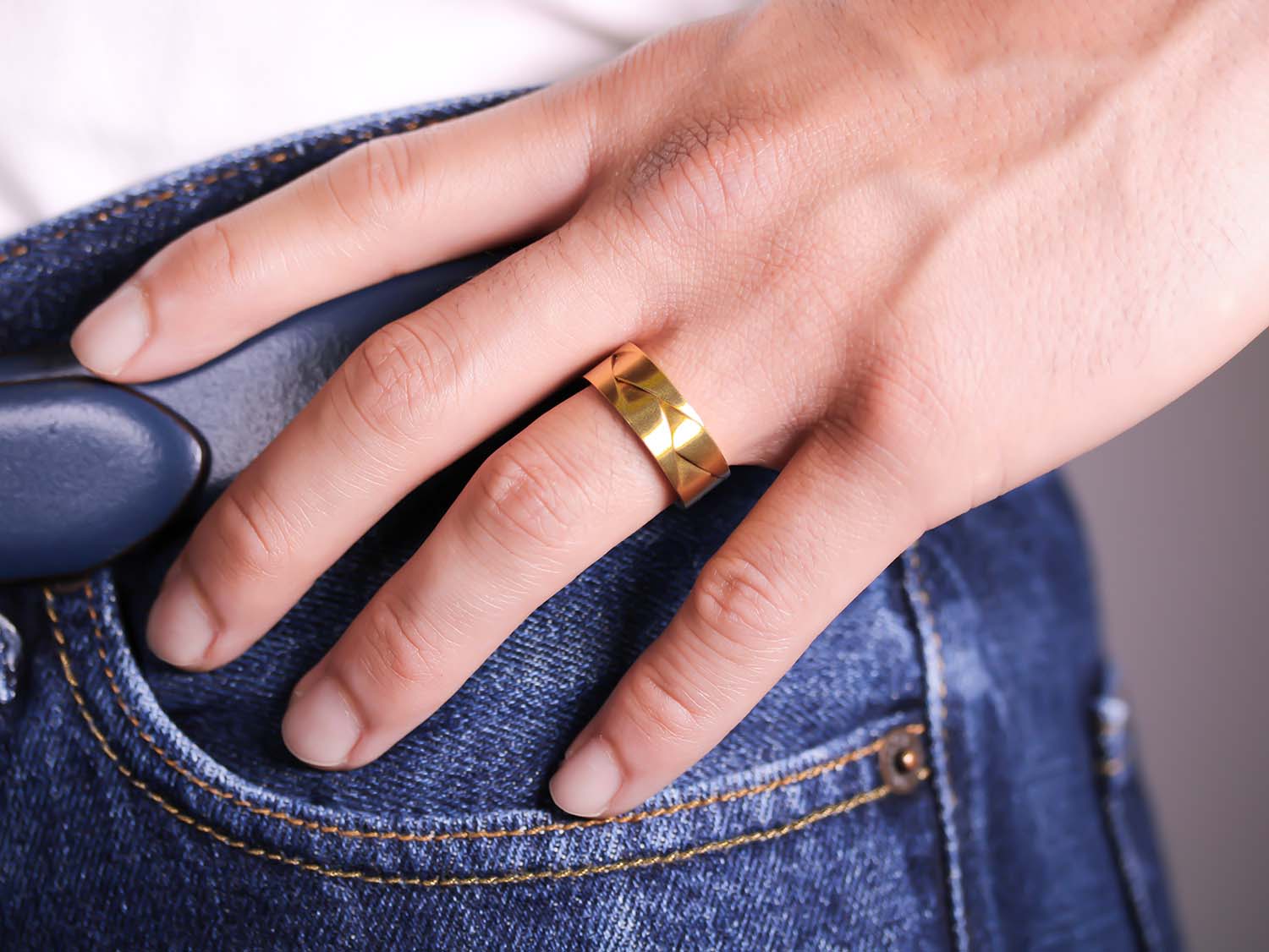 Hammered Gold Wedding Ring, 18K Yellow Gold Tungsten Wedding Band, Mens Ring  | eBay
